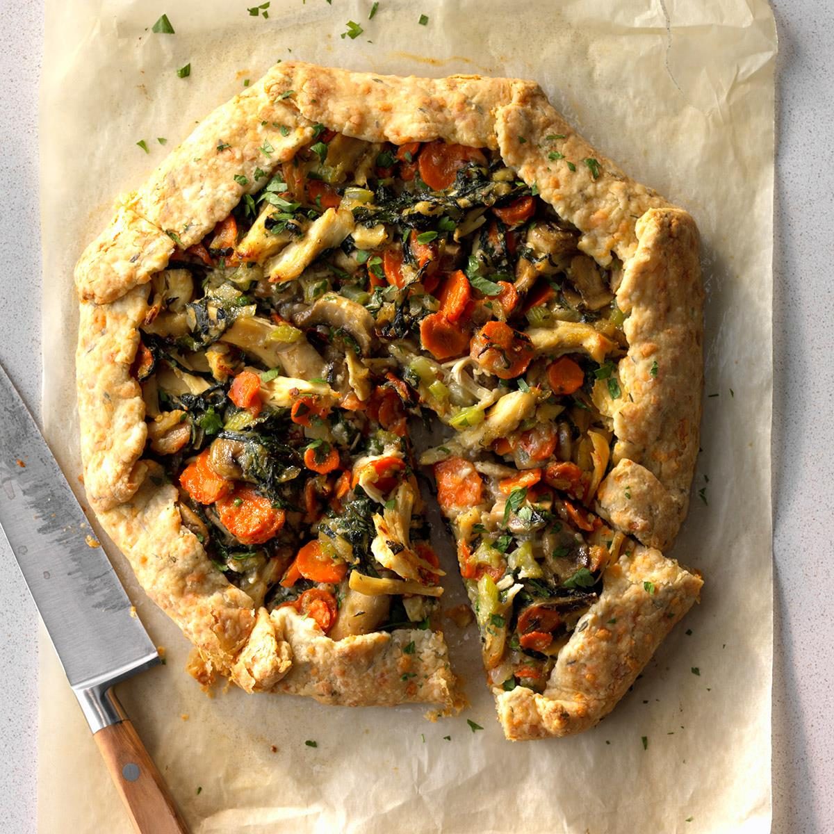 Chicken Potpie Galette with Cheddar-Thyme Crust