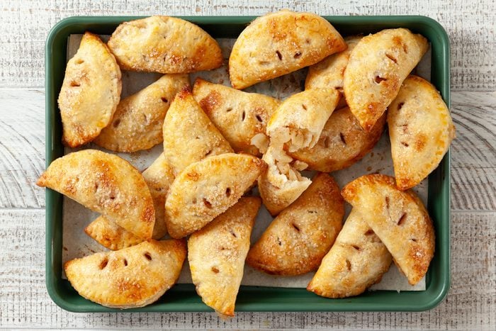 Mini Apple Pies in green tray